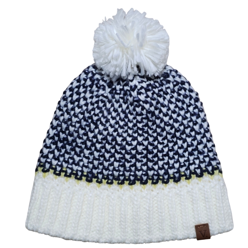 NWT Womens Verdict' Navy and White Knit Pom-Pom Beanie